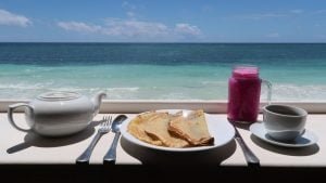 Pancakes for breakfast with a view